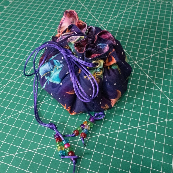Dragon DND Bag Or Jewelry Bag Dice And Throw Bag Handmade Drawstring Fabric Bag - Picture 5 of 11